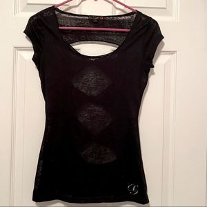 Guess Black Burnout Open Back Tee